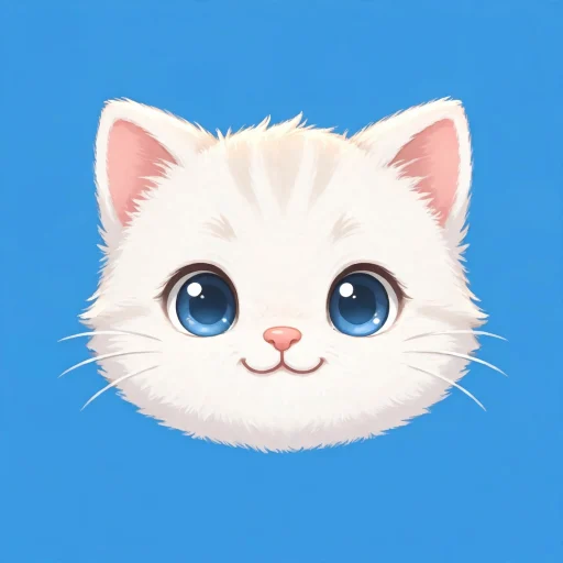 文章から作成した青い背景の白い猫のプロフィールアイコン生成結果
