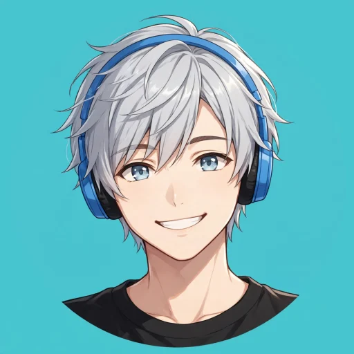 青いヘッドホンを着けた男性のYouTube用プロフィールアイコン